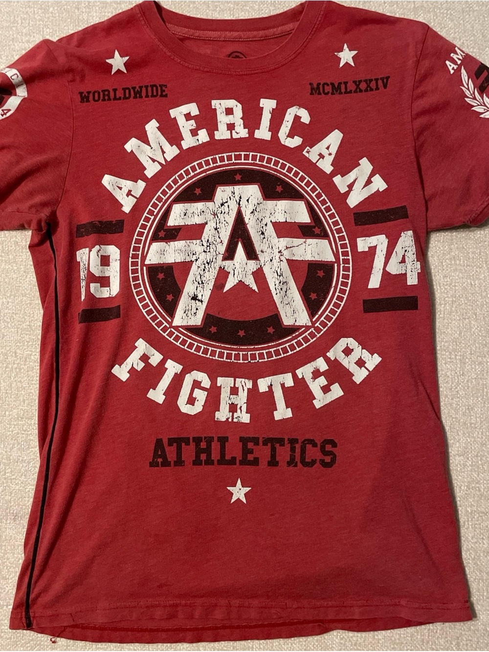 American Fighter Red and White Athletic Graphic Tee